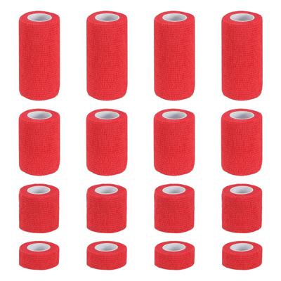 PATIKIL Bandage 16 5 Elastic Tape for Athletic and Outdoor Red 1"/2"/3"/4" Self-Adhesive Wraps, Count, Yards, Self-Breathing Sports, Wrist, Ankle,