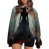 Women's Fashion Casual Long Sleeve Halloween Printed Neck Sweatshirt Top