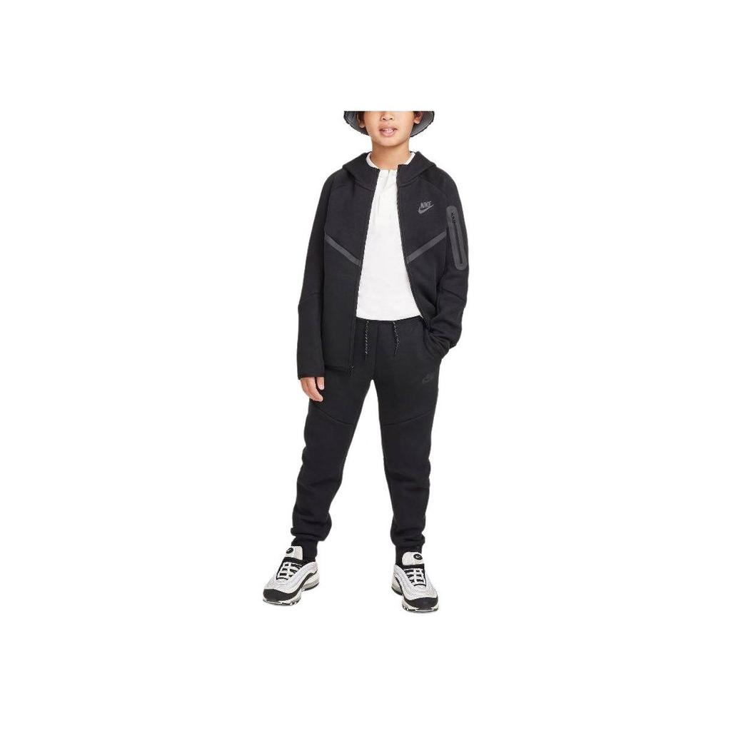 Nike Logo Print Hooded Zip-Up Raglan Sleeve Jacket Kids Jackets Black HV5867-010