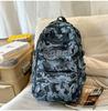 Schoolbag schoolbag female burden reduction large-capacity backpack male can hang tie rod college student travel commuter backpack tie-dye bag