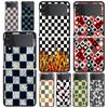 Schachbrett karierte Schachbrett Handyhülle für Samsung Galaxy Z Flip 3 4 5 6 Faltbar Für Samsung Z Flip4 Flip5 PC Hartschalenhülle