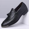 Men's Woven Tassel Loafers - Large Size Slip-on Leather Shoes In Stock