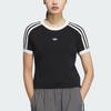 Adidas Originals Knit Sports Slim Fit Crew Neck Short Sleeve T-Shirt Women Tops Black JI7048