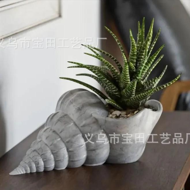 New Creative Resin Statue Conch Flower Pot Plant Planting Container Decoration Home Outdoor Garden Decoration