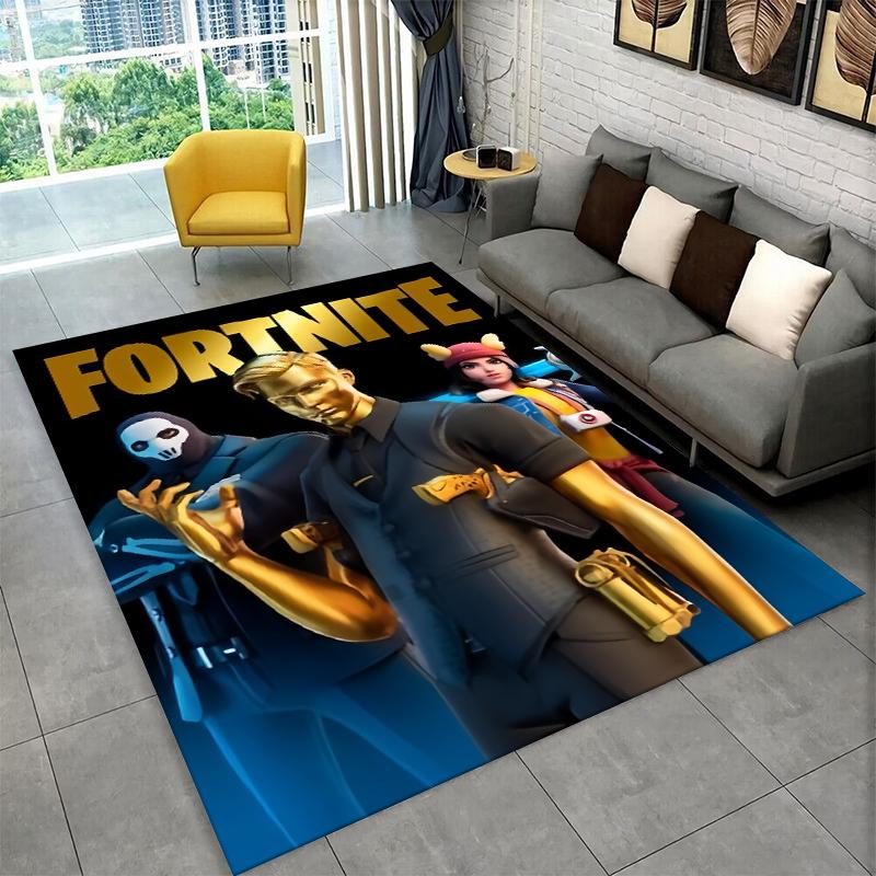 Kreslený F-Fortnite Hra Hráč Koberec Rohožka do Herny Ložnice Obývacího Pokojů Pohovka Domácí Dekorace, Dětský Koberec Protiskluzová Podlahová Rohožka