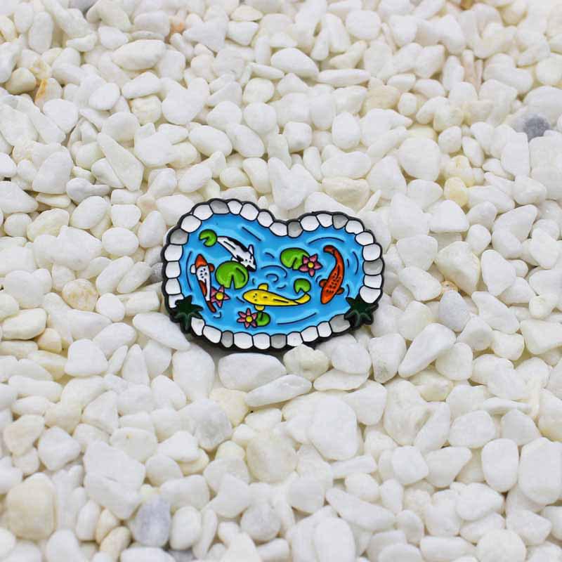 Trendy Cartoon Fish & Pink Donut Bubble Gum Brooch