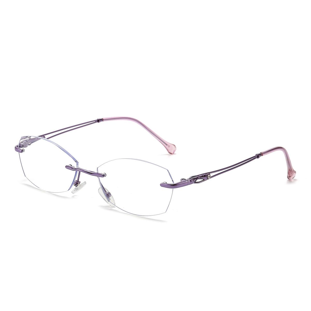 

Новые высококачественные безрамные очки для чтения для женщин, очки для чтения с ромбовидной огранкой и защитой от синего света для женщин, модные антивозрастные очки для чтения 250 фиолетовый