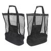 Camping Beach Mesh Tote Bag with Detachable Cooler Bag Multifunctional Packing OrganizerBlack