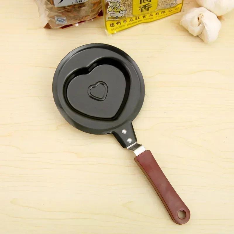 Mini Egg Fry Kitchen Supplies Breakfast Love Pan Pancake Pan Heart Omelette Pan Jarhead Without Pot Cover Cast Iron Black Items