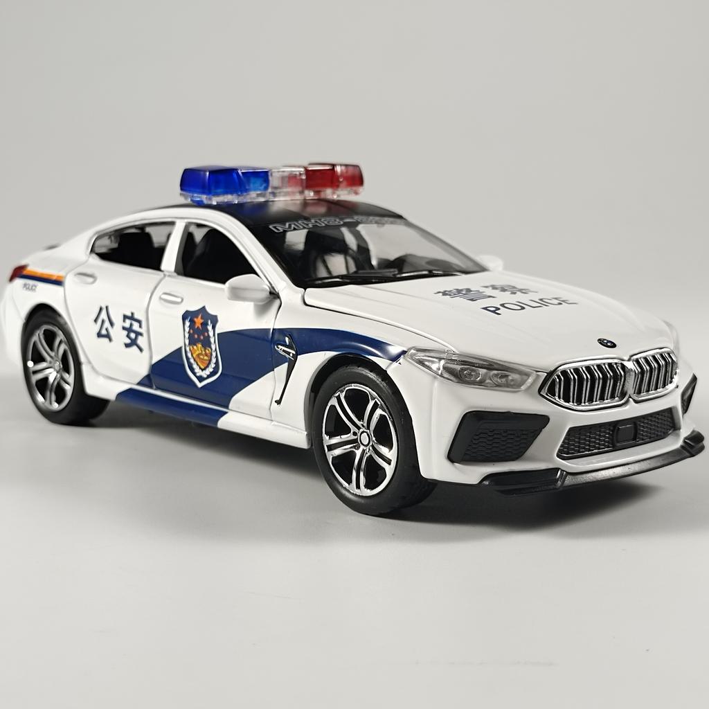 1:32 BMW M8 Police Alloy Car Diecast Model Children Vehicle Model Toy Display Collection Ornament Decoration Gift For Childrens