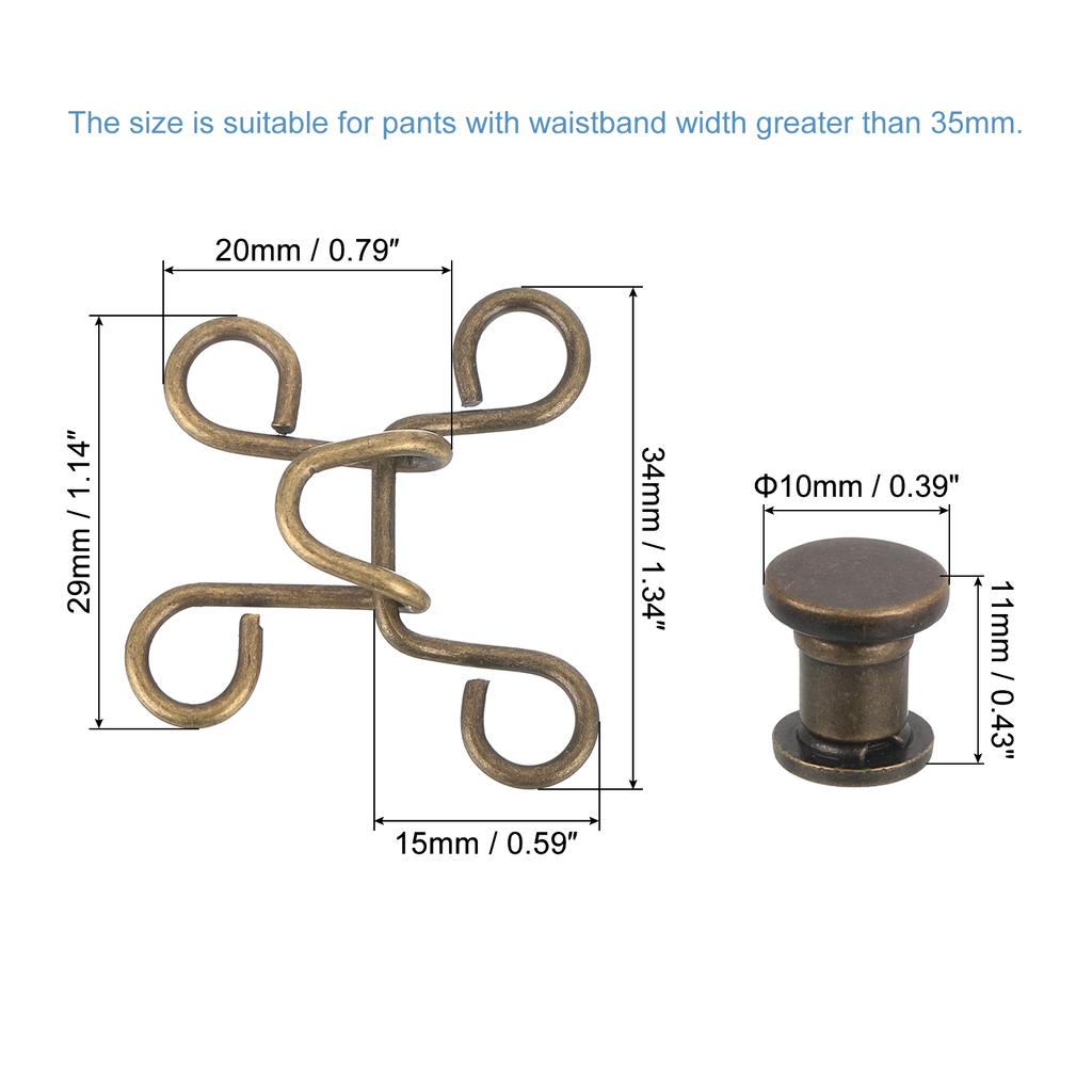 4 Set Pants Waist Tightener Adjustable Buttons for Jeans Waist Extender Buckle Waistband Button Pins for Jeans Pants 4 Colors