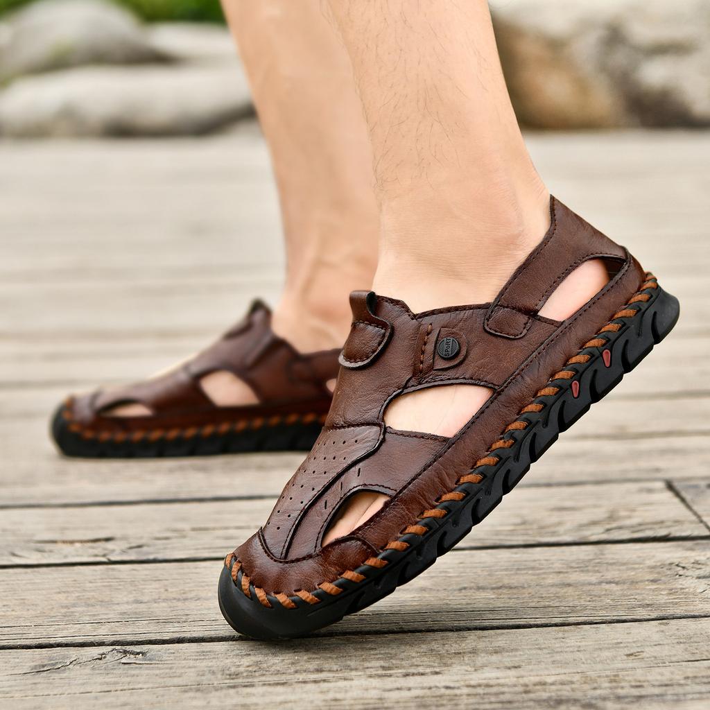 Genuine Leather Cowhide Slippers Men's New Outdoor Men's Beach Sandals Men's Trend