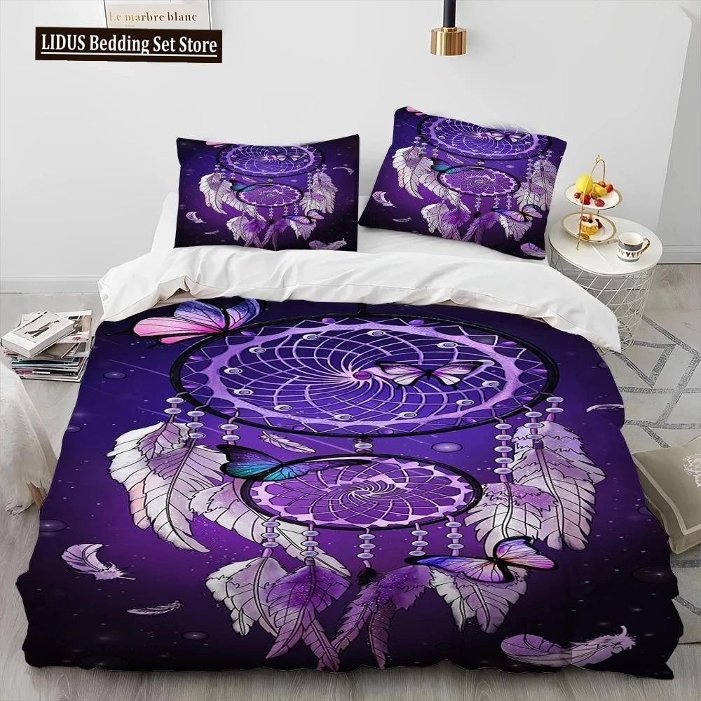 Fashion DreamCatcher Feather Owl Comforter Bedding Set,Duvet Cover Bed Set Quilt Cover Pillowcase,King  Set