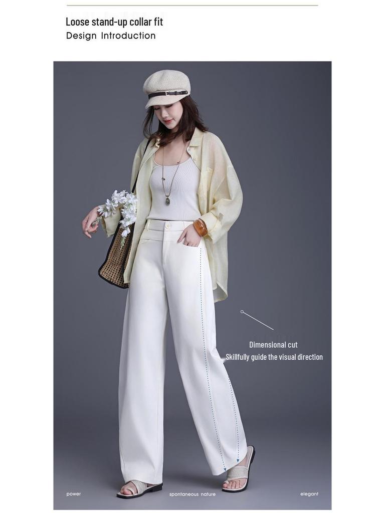 Brand New 2026 High-Waisted Slimming Women's Wide-Leg Casual Floor-Length Pants