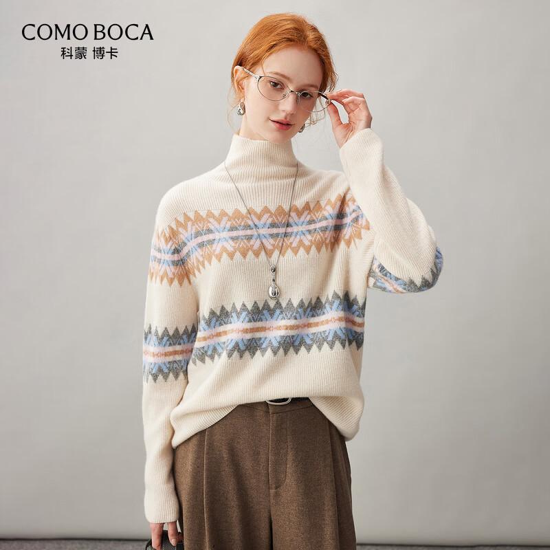 Komonboka Women's Fair Isle Cashmere Knit Sweater