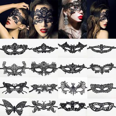 Trendy Unisex Party Masks Venetian Costumes Eye Mask High Quality Hot Sale Carnival Mask Halloween Lace Sexy Women For Masquerade Popular 1PC Black