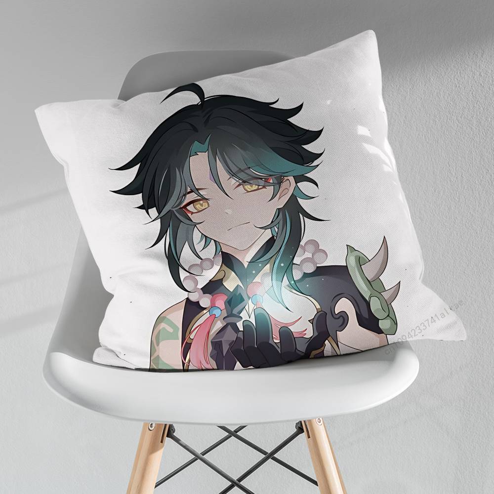 

Cute XXiao Genshin Impact Pillowcase for Sofa Room Office Decor Printing Merchandise AllMatch Cushion Cover 30x30cm
