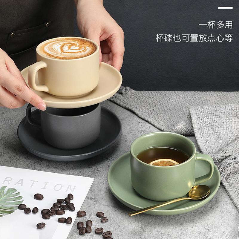 Ceramic Coffee Cup Sets Household 230ml High-class Handle Equisite Mugs with Scoop Dish Nordic Solid Simple Light Luxury Tea Cup