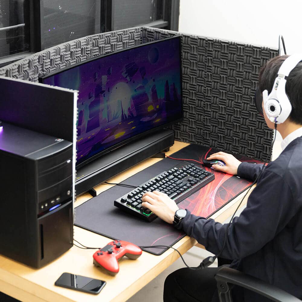 Answer Gaming Partition Noise Vacuum Booth in Adhesion with Absorbing Noise [Made Japan/Game Live/TRPG/Live Streaming/Telework/Splash Prevention/Easy