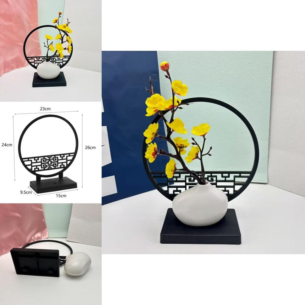 Chinese Style Screen And Plastic Flower Vase For Nordic Interior Decoration