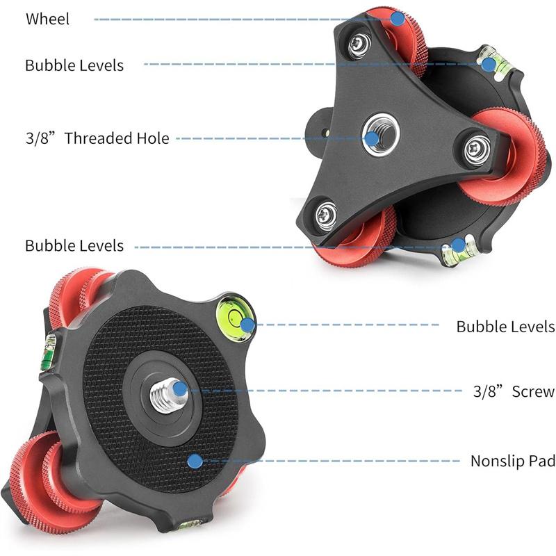 Camera Leveler Base Aluminum Alloy 3 Bubble Levels Tripod Head Leveling Base Strong Load Bearing For Panoramic Photography