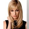 Synthetic Blonde Wig with Bangs Natural Hairstyle for Female Straight Hair Daily Halloween Use Halloween Costume Wig