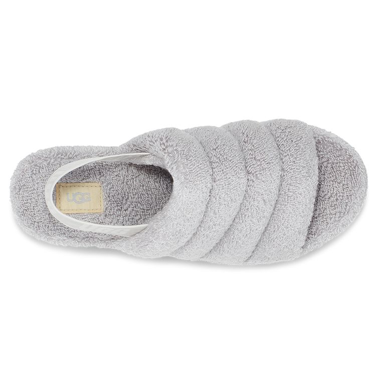 UGG Fluff Yeah Fabric Lightweight Comfortable Furry Fashion Slippers Women Slippers Metallic-Gray 1127116-MGR