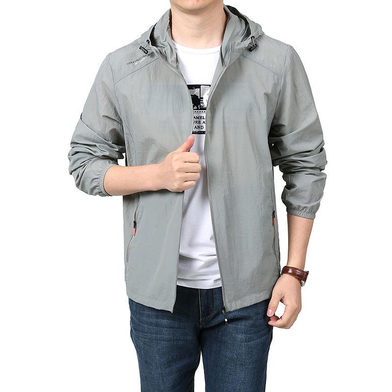 

Літня надтонка куртка Men s Tactic Waterproof Ice Silk Windbreaker для швидкого висихання шкіри Повсякденне кемпінгове сонцезахисне пальто з капюшоном 4XL