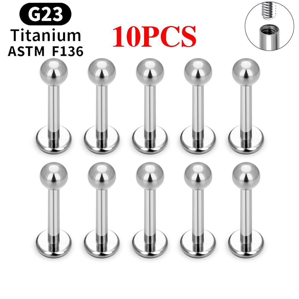 

10/50PCS G23 Ttianium Piercing Labret Lip Stud Ring CZ 16G Internal Thread Stud Earring Ear Tragus Cartilage Helix Daith Jewelry 1.2x6x4x2mm