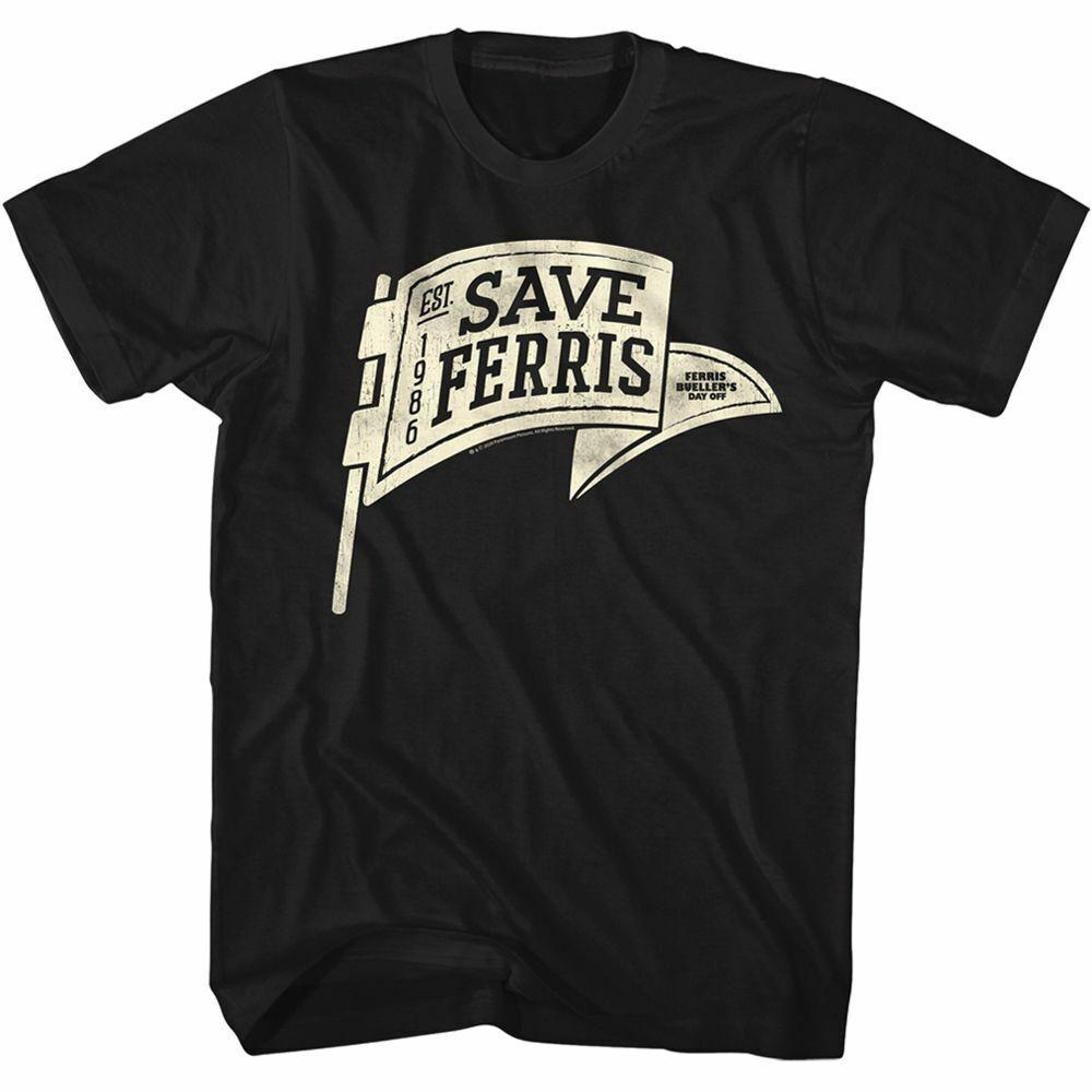 

Ferris Bueller s Day Off Save Ferris Pennant Black Adult T-Shirt XL