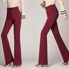 Women Trouser Flared Style High Waist Solid Colors Elastic Formal Long Stretch Office Lady Trouser for Office