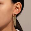 High Quality Niche French Retro Exaggerated Stud Earrings Temperament Geometric Tassel Long Earrings Ancient Stroke Light Luxury Earrings Women