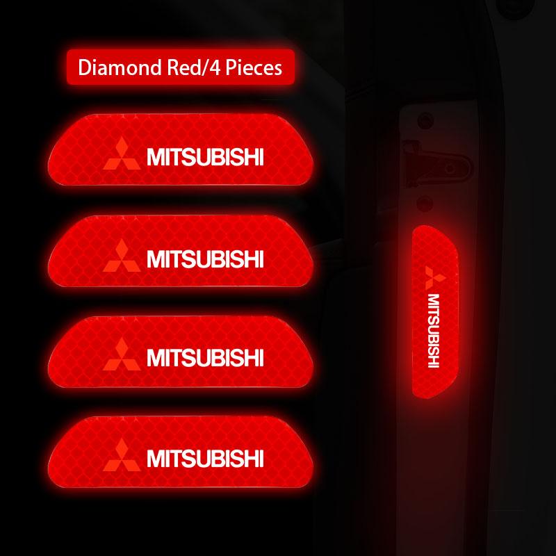 

4Pcs Car Door Sticker Safety Warning Reflective Mark For Mitsubishi Eclipse Lancer Outlander Pajero ASX Colt Space Delica Triton