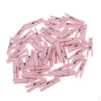 50 Pcs Mini Plastic Photo Paper Pegs Staples Clothespin Clothes Pin Clips