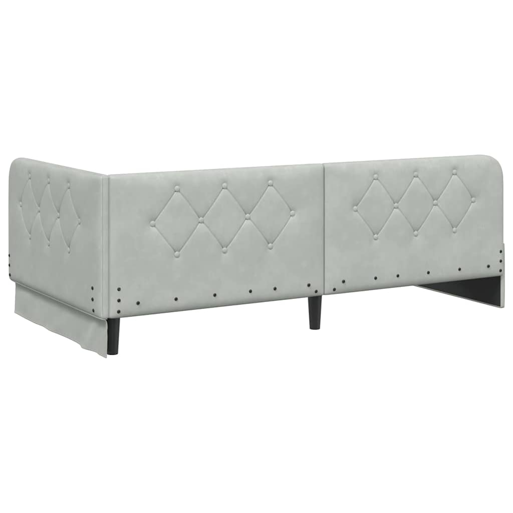 Corner Bed Frame Light Grey 90 X 190 Cm Velvet