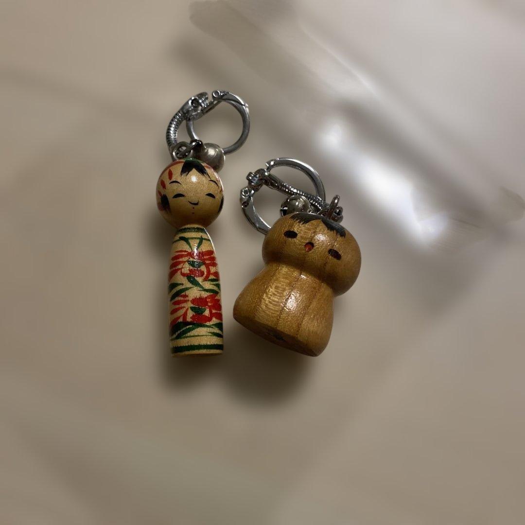 Wooden Kokeshi Keychain Set