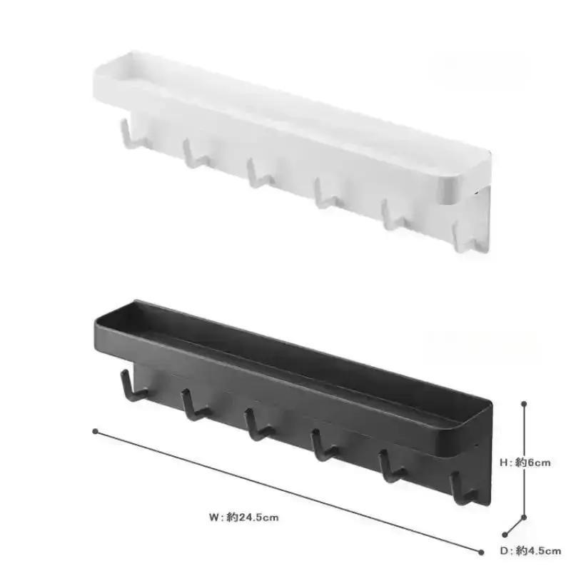 Wall Keychain Self-adhesive Key Holder Wall Mounted Storage Bag With Door Entry Channel And Office Hook Black
