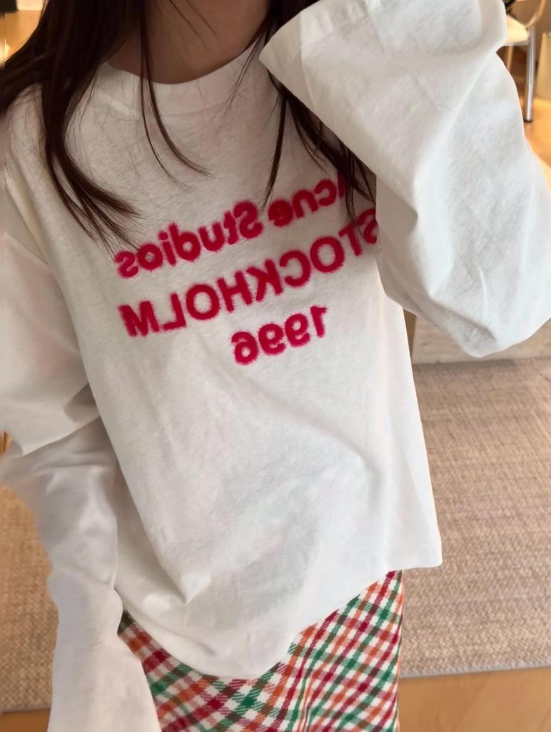 1996 Rose Red Unisex Cotton Linen Flock Long Sleeve T-Shirt - New Year Limited Edition