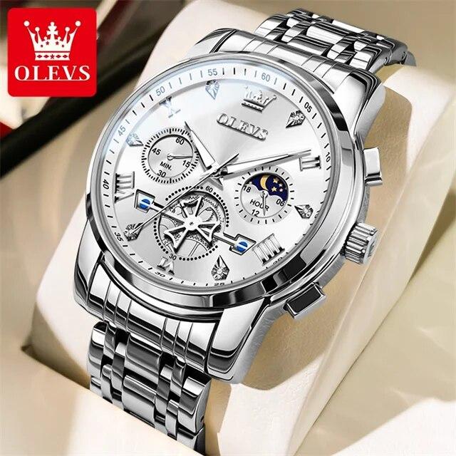 OLEVS 2856 Best Seller Man Watch 24H Moon Phase Chronograph Waterproof Luminous Original Luxury Brand Quartz Wristwatch for Men