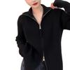 Women's Autumn Double Zipper Ribbed Cardigan: Versatile Loose Fit with Simple Lapel