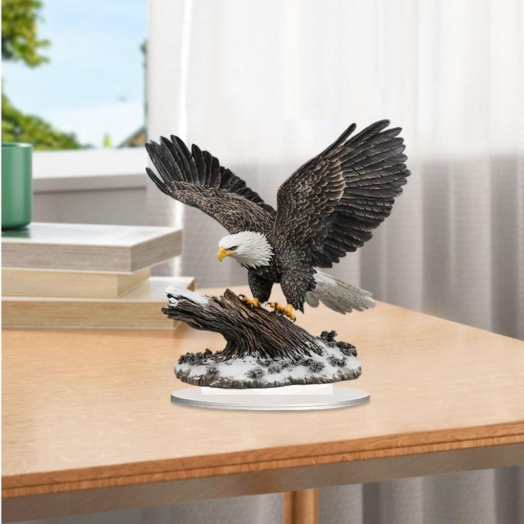 Acrylic Eagle Ornament Creative Easy Installation Attractive Party Supply Ideal Gift with Base for Display Shelf Holiday Corner