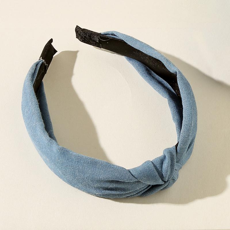 1/3 stuks Geknoopte Print Denim Stof Hoofdband voor Vrouwen Meisjes Winkelen Gezichtsreiniger Haar Hoepel Eenvoudig Denim Hoofddeksel gray