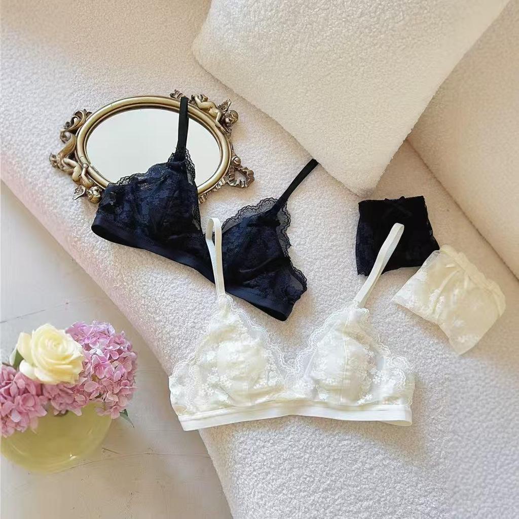 French Lace Push-Up Bra for Small Busts - Sexy, No-Gap Ultra-Thin Triangle Cup