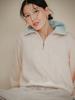 Peuswike Contrast Knit Zipup_Oat Beige