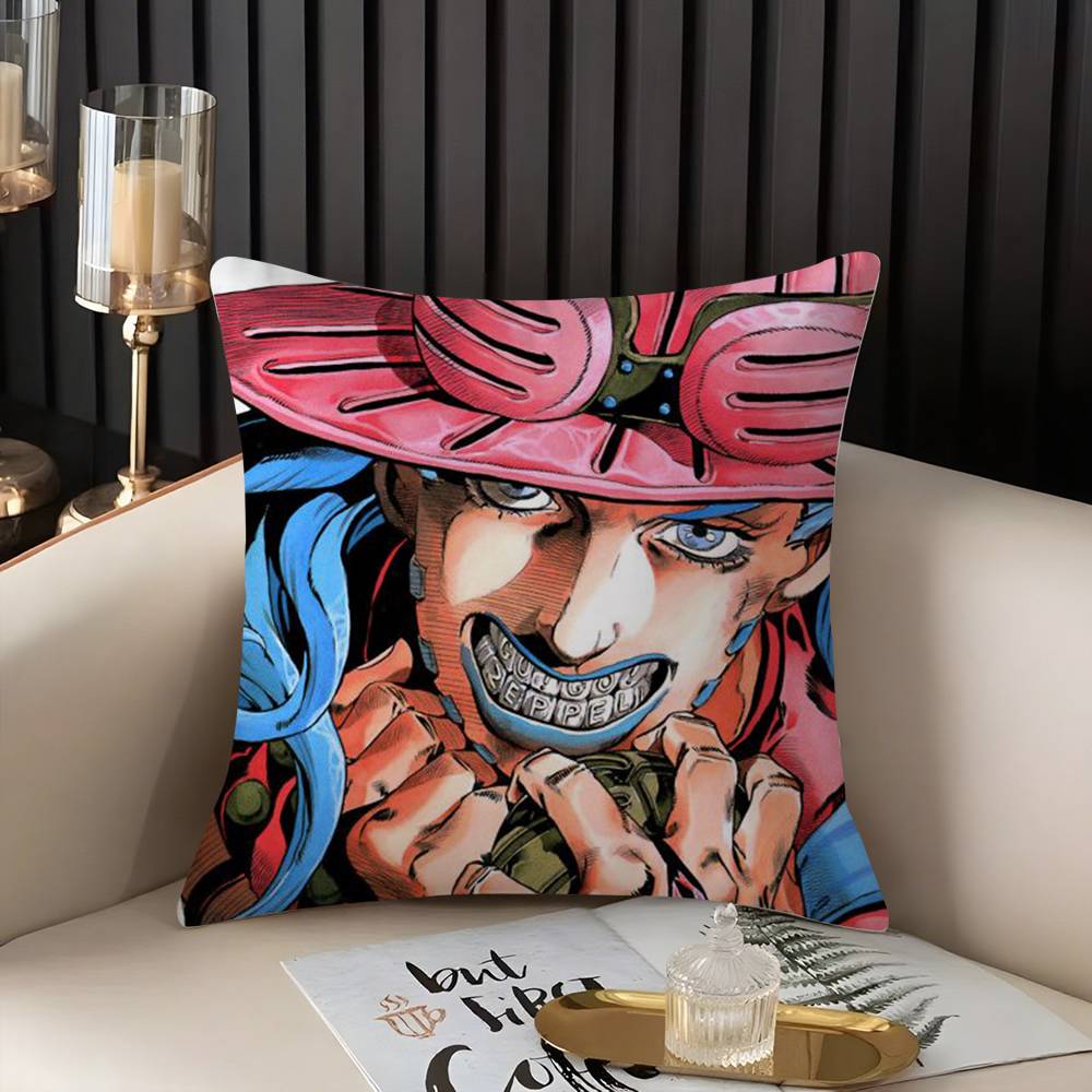 J-JoJo B-Bizarre Adventure Pillow Case Home Dorm Chair Back Short Plush Double-sided Printing Office Nap Time Cushion Cover