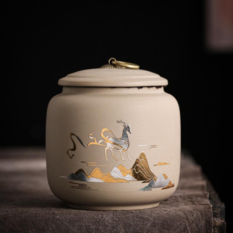 Coarse Pottery Tea Pot Ceramic Tea Container Living Room Coffee Table Decoration Accessories Home Tea Storage Box 750ML Gift