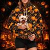 Women's Fashion Halloween Print Hoodie with Pet Pocket, Casual Pullover Sweatshirt for Fall