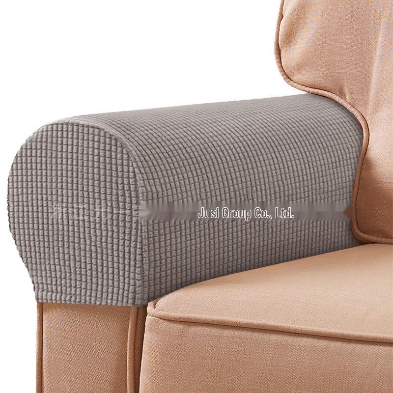 Plaid Stretch Non-Slip Sofa Armrest Cover - Thickened Solid Color Protective Textile