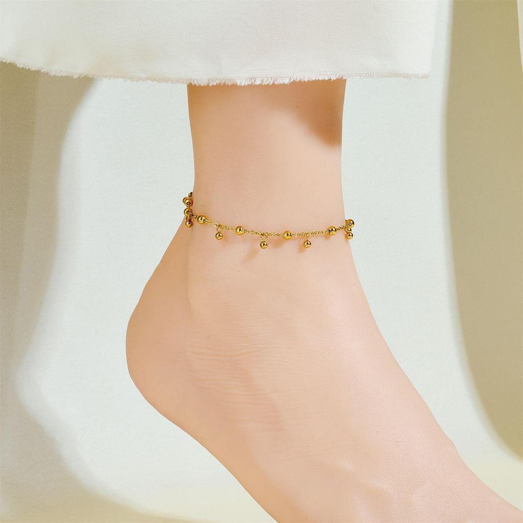 Tide Double-Layer Heart Anklet: 18K Gold-Plated Titanium Steel, Non-fading Fashion Light Luxury for Women