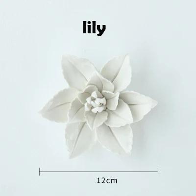 Modern Ceramic Lily Flower Wall Hanging Crafts Home Livingroom TV Background Wall Mural Decoration Hotel Store Wall Ornaments